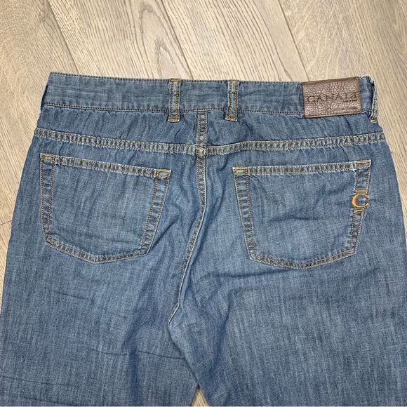 Men's Canali Jeans Size US 36 / Italy 52 Cotton Blue Denim Embroidered Logo - Picture 10 of 13